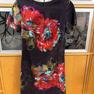 Trina Turk Natasha Floral Watercolor Sheath Dress Short Sleeve Sz 6